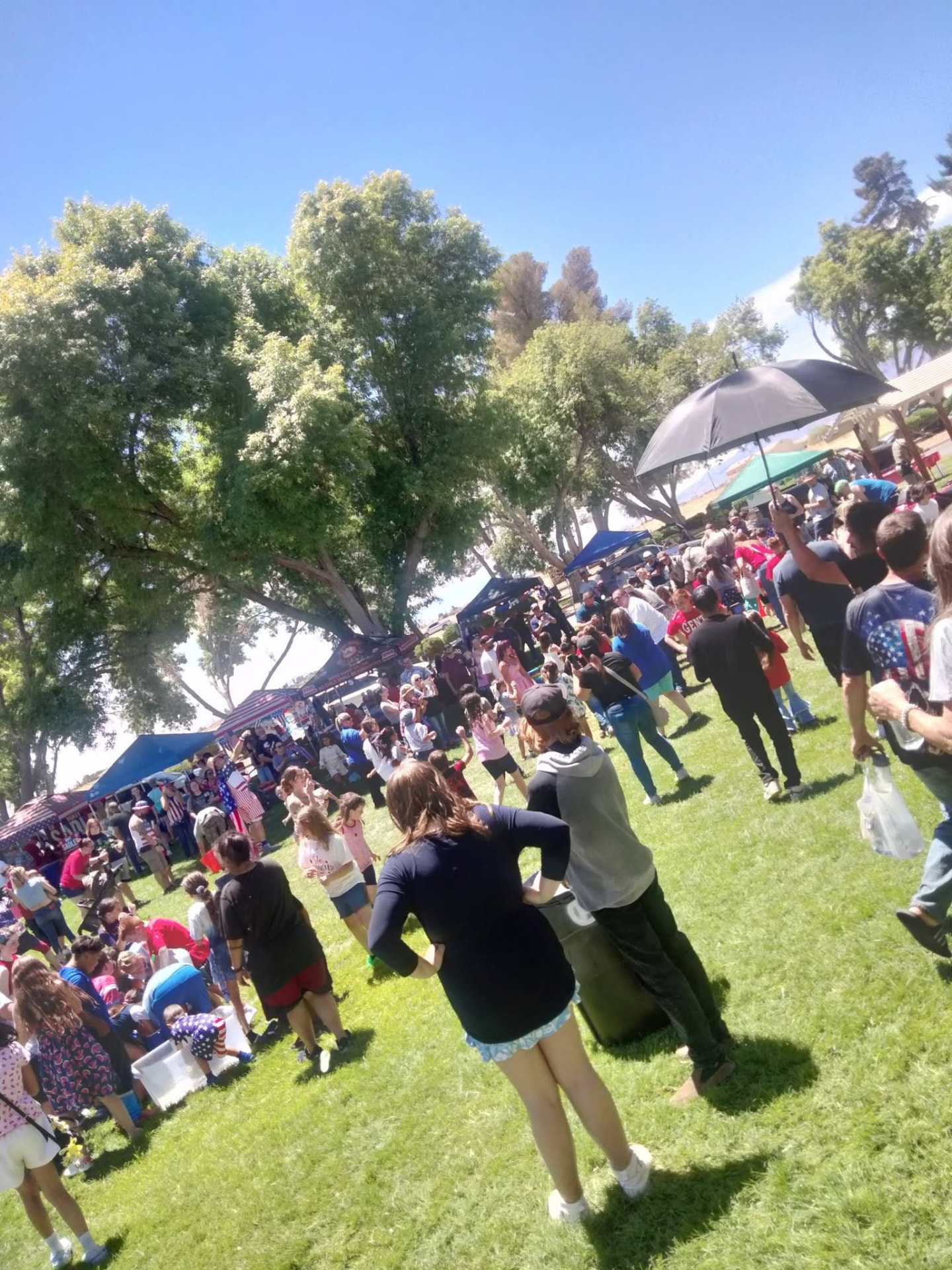Families gathered at a Pahrump Holiday Task Force celebration in the park